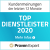 Siegel Top Dienstleister 2020 von Kundenmeinungen der letzen 12 Monate